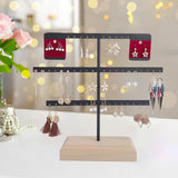 Maxbell Earrings Organizer Stable Wooden Base Jewelry Storage Rack Hanging Organizer Black