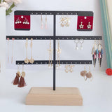 Maxbell Earrings Organizer Stable Wooden Base Jewelry Storage Rack Hanging Organizer Black