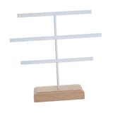 Maxbell Earrings Organizer Stable Wooden Base Jewelry Storage Rack Hanging Organizer White