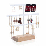Maxbell Earrings Organizer Stable Wooden Base Jewelry Storage Rack Hanging Organizer White
