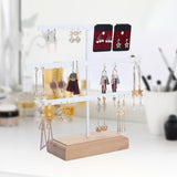 Maxbell Earrings Organizer Stable Wooden Base Jewelry Storage Rack Hanging Organizer White