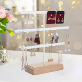 Maxbell Earrings Organizer Stable Wooden Base Jewelry Storage Rack Hanging Organizer White
