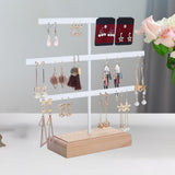 Maxbell Earrings Organizer Stable Wooden Base Jewelry Storage Rack Hanging Organizer White