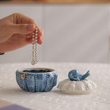 Maxbell Jewelry Storage Case Modern Trinket Case Ring Case for Dresser Dorm Bathroom Blue