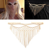 Maxbell Rhinestone Tassel Masquerade Mask Decor for Fancy Dress Cosplay Themed Party Golden