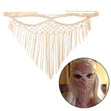Maxbell Rhinestone Tassel Masquerade Mask Decor for Fancy Dress Cosplay Themed Party Golden