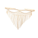 Maxbell Rhinestone Tassel Masquerade Mask Decor for Fancy Dress Cosplay Themed Party Golden