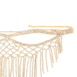 Maxbell Rhinestone Tassel Masquerade Mask Decor for Fancy Dress Cosplay Themed Party Golden