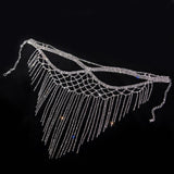 Maxbell Rhinestone Tassel Masquerade Mask Decor for Fancy Dress Cosplay Themed Party Silvery
