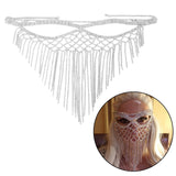 Maxbell Rhinestone Tassel Masquerade Mask Decor for Fancy Dress Cosplay Themed Party Silvery