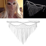 Maxbell Rhinestone Tassel Masquerade Mask Decor for Fancy Dress Cosplay Themed Party Silvery