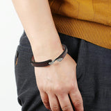 Maxbell Cuff Bracelet for Men Accessories Friend Gift Jewelry 7.87inch S Buckle Brown