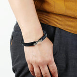 Maxbell Cuff Bracelet for Men Accessories Friend Gift Jewelry 7.87inch S Buckle Black