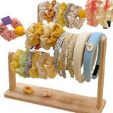 Maxbell Wood Hair Rope Jewelry Display Stand Versatile for Retail Settings Two Tiers