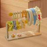 Maxbell Wood Hair Rope Jewelry Display Stand Versatile for Retail Settings Two Tiers