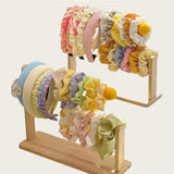 Maxbell Wood Hair Rope Jewelry Display Stand Versatile for Retail Settings Two Tiers