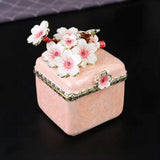 Maxbell Artistic Enamel Trinket Box Ring Box for Rings Earrings Home Decoration Pink