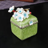 Maxbell Artistic Enamel Trinket Box Ring Box for Rings Earrings Home Decoration Green