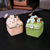 Maxbell Artistic Enamel Trinket Box Ring Box for Rings Earrings Home Decoration Green