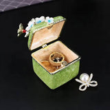 Maxbell Artistic Enamel Trinket Box Ring Box for Rings Earrings Home Decoration Green
