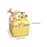 Maxbell Artistic Enamel Trinket Box Ring Box for Rings Earrings Home Decoration Yellow