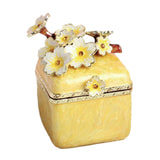 Maxbell Artistic Enamel Trinket Box Ring Box for Rings Earrings Home Decoration Yellow