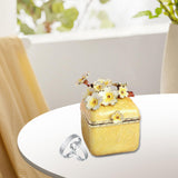 Maxbell Artistic Enamel Trinket Box Ring Box for Rings Earrings Home Decoration Yellow