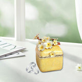 Maxbell Artistic Enamel Trinket Box Ring Box for Rings Earrings Home Decoration Yellow