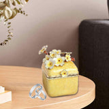 Maxbell Artistic Enamel Trinket Box Ring Box for Rings Earrings Home Decoration Yellow