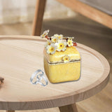 Maxbell Artistic Enamel Trinket Box Ring Box for Rings Earrings Home Decoration Yellow