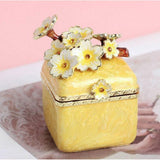 Maxbell Artistic Enamel Trinket Box Ring Box for Rings Earrings Home Decoration Yellow