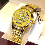 Maxbell Male Wrist Watch Business Gift Bracelet Watch for Father Friends Grandfather gold