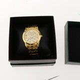 Maxbell Male Wrist Watch Business Gift Bracelet Watch for Father Friends Grandfather gold