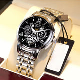 Maxbell Male Wrist Watch Business Gift Bracelet Watch for Father Friends Grandfather silver