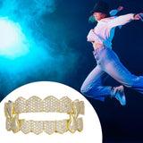 Maxbell Hip Hop Teeth Grill Decor for Men Women Rapper Costume Accessories Portable Gold
