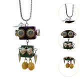 Maxbell Steampunk Robot Necklace Trendy for Women Girls Kids Girls Boys Thanksgiving Green