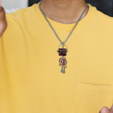 Maxbell Steampunk Robot Necklace Trendy for Women Girls Kids Girls Boys Thanksgiving Pink