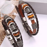 Maxbell PU Leather Bracelet Trendy Multilayer Jewelry Gift for Men Women Female Male