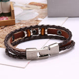 Maxbell PU Leather Bracelet Trendy Multilayer Jewelry Gift for Men Women Female Male