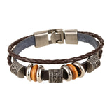 Maxbell PU Leather Bracelet Trendy Multilayer Jewelry Gift for Men Women Female Male
