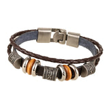 Maxbell PU Leather Bracelet Trendy Multilayer Jewelry Gift for Men Women Female Male