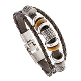 Maxbell PU Leather Bracelet Trendy Multilayer Jewelry Gift for Men Women Female Male