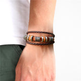 Maxbell PU Leather Bracelet Trendy Multilayer Jewelry Gift for Men Women Female Male