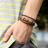 Maxbell PU Leather Bracelet Trendy Multilayer Jewelry Gift for Men Women Female Male