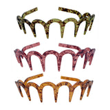 Maxbell 3Pcs Headbands Random Color Toothed Zig Zag Drop Resistant U Shape Hairbands