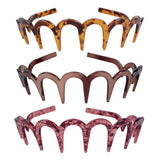Maxbell 3Pcs Headbands Random Color Toothed Zig Zag Drop Resistant U Shape Hairbands