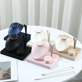 Maxbell Jewelry Display Set Elegant Necklace Bust Holder for Vanity Woman Trade Show White