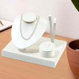 Maxbell Jewelry Display Set Elegant Necklace Bust Holder for Vanity Woman Trade Show White