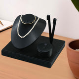 Maxbell Jewelry Display Set Elegant Necklace Bust Holder for Vanity Woman Trade Show Black