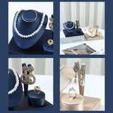 Maxbell Jewelry Display Set Elegant Necklace Bust Holder for Vanity Woman Trade Show Dark Blue